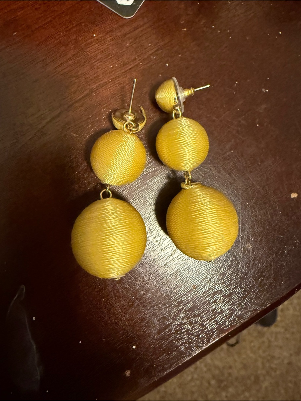 Yellow Double Ball Drop Earrings - Women Jewelry